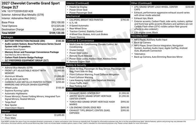 2027 Chevrolet Corvette Grand Sport 2LT