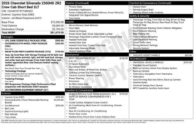 2026 Chevrolet Silverado 2500 HD ZR2