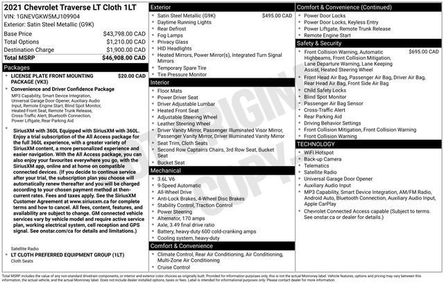 2021 Chevrolet Traverse LT Cloth
