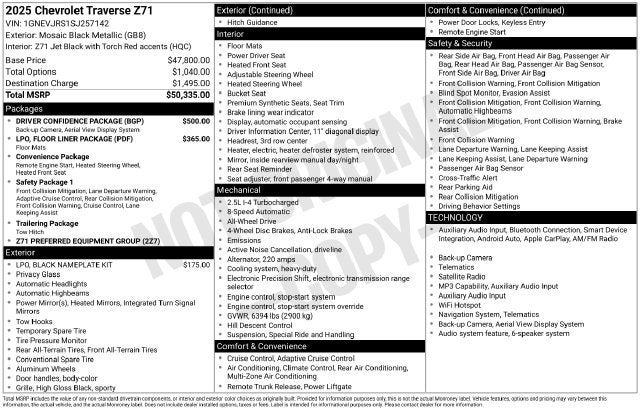 2025 Chevrolet Traverse Z71